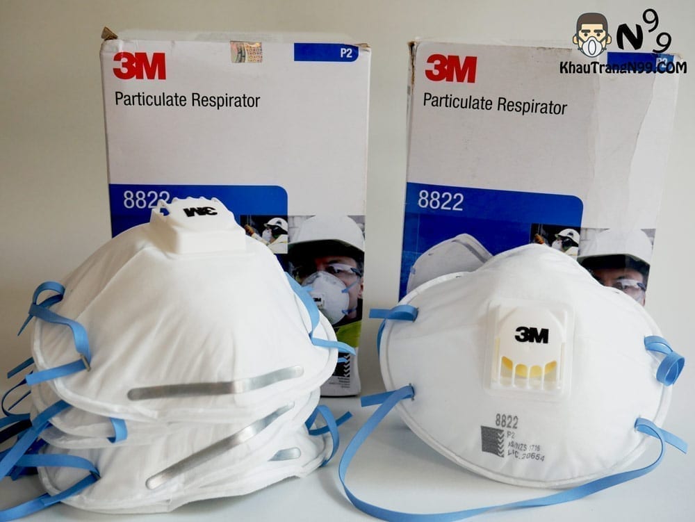 Hộp 10 cái khẩu trang 3M 8822 tiêu chuẩn Châu Âu AS/NZS P2