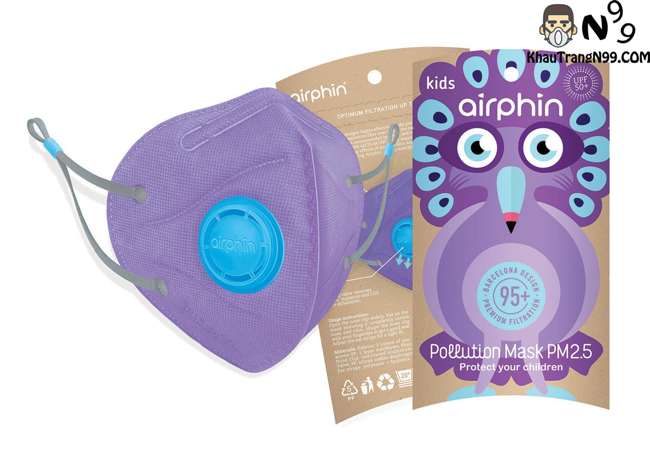 Nơi bán khẩu trang airphin cho bé màu tím violet 1