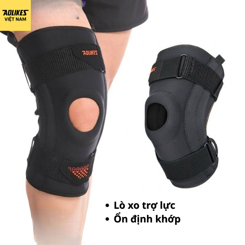 Bó gối thể thao AOLIKES A-7902 có lò xo hai bên, đệm silicon và dây đai điều chỉnh