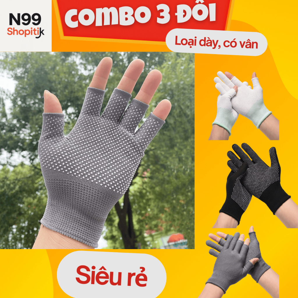 Găng Tay Đa Năng Nylon Chống Trượt: Dùng Khi Đạp Xe, Lái Xe, Câu Cá