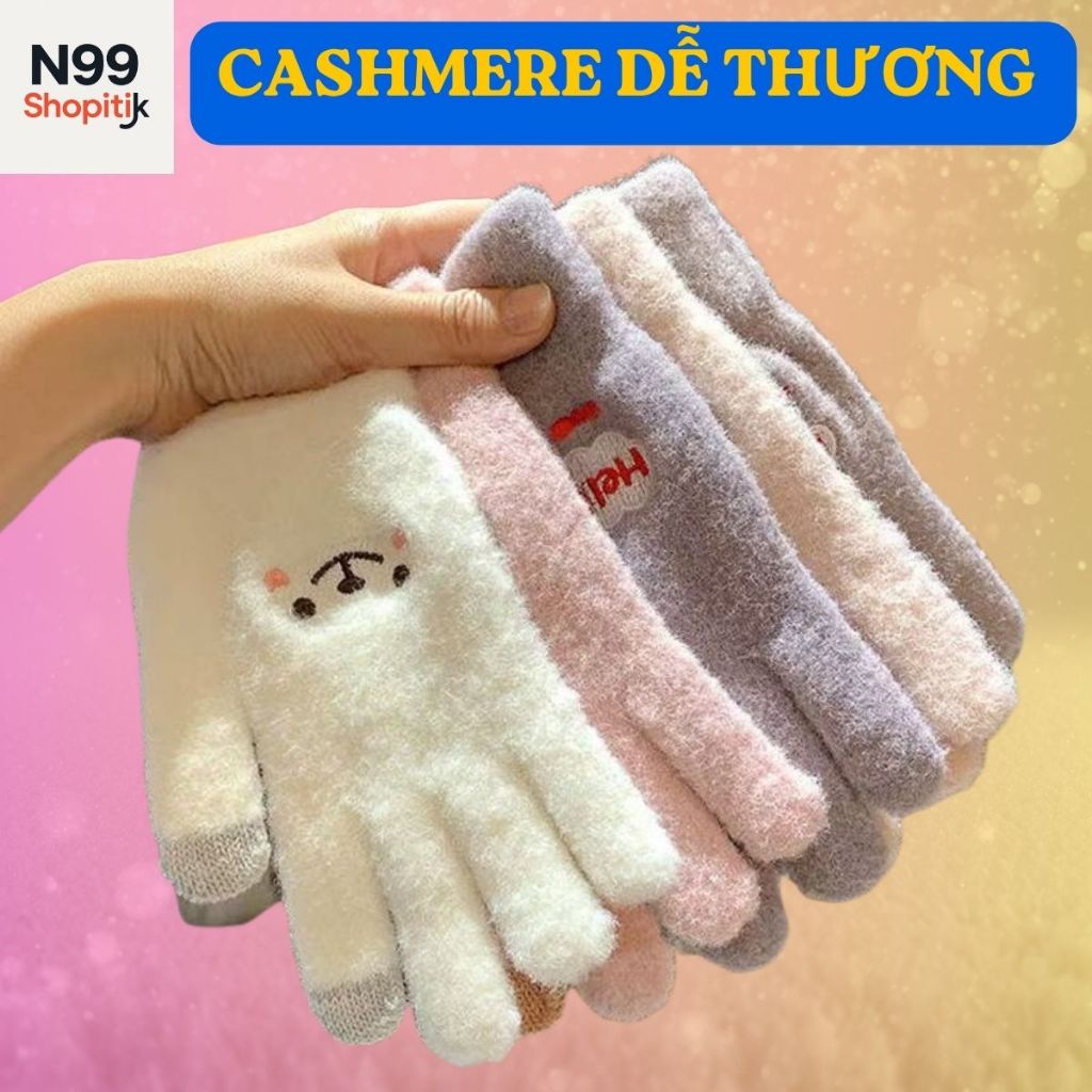 Găng tay len cashmere cảm ứng dành cho nữ