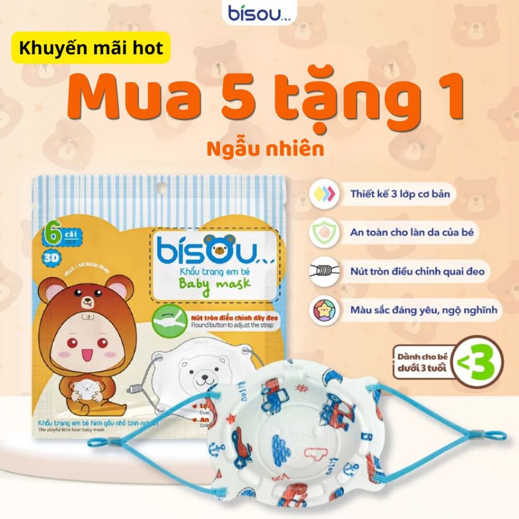 Khẩu trang gấu Bisou cho bé: lựa chọn cho những chuyến ra ngoài hằng ngày