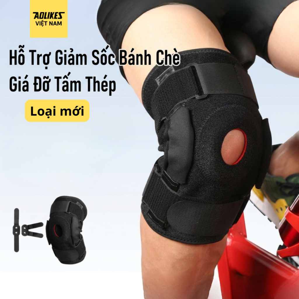 Bó gối trợ lực AOLIKES A-7907: thanh nhôm, đệm silicon hỗ trợ vận động