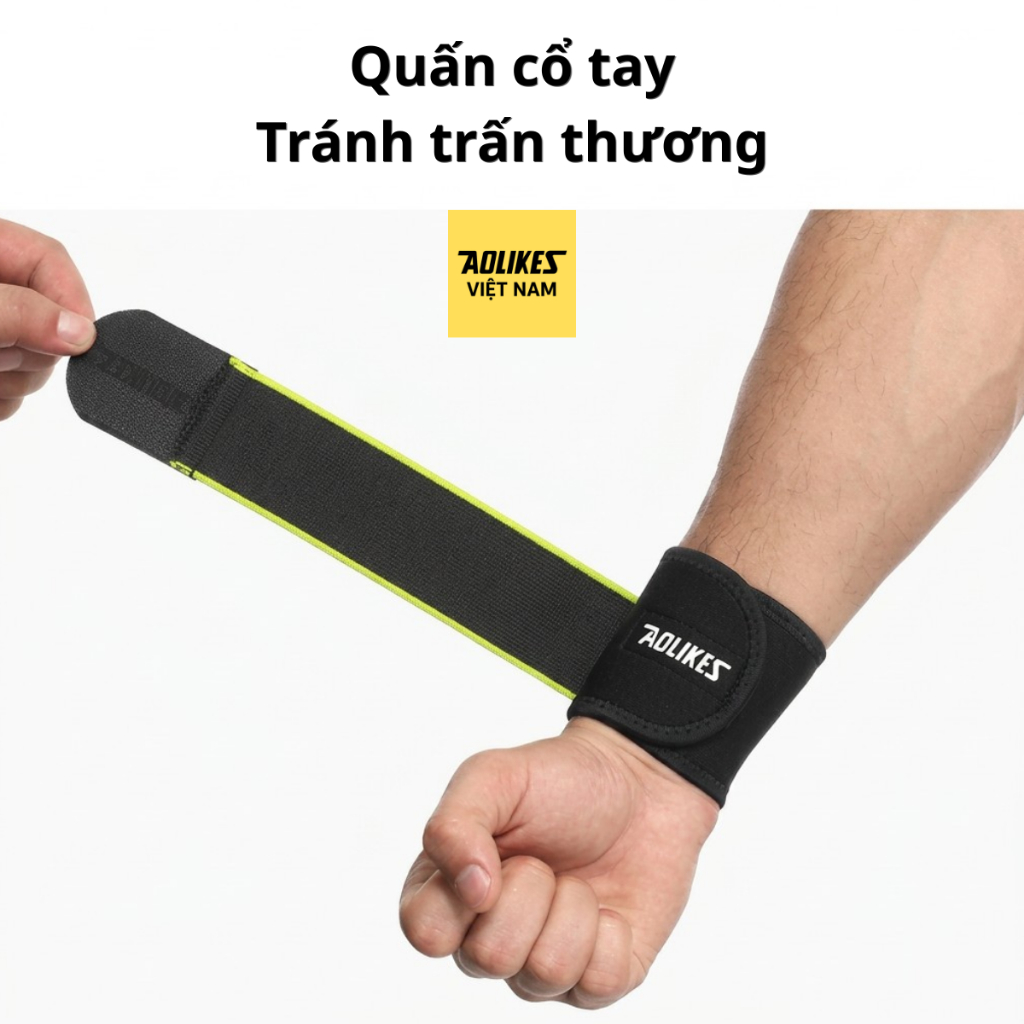 Băng quấn cổ tay AOLIKES 7938: hỗ trợ cổ tay khi tập gym và chơi thể thao