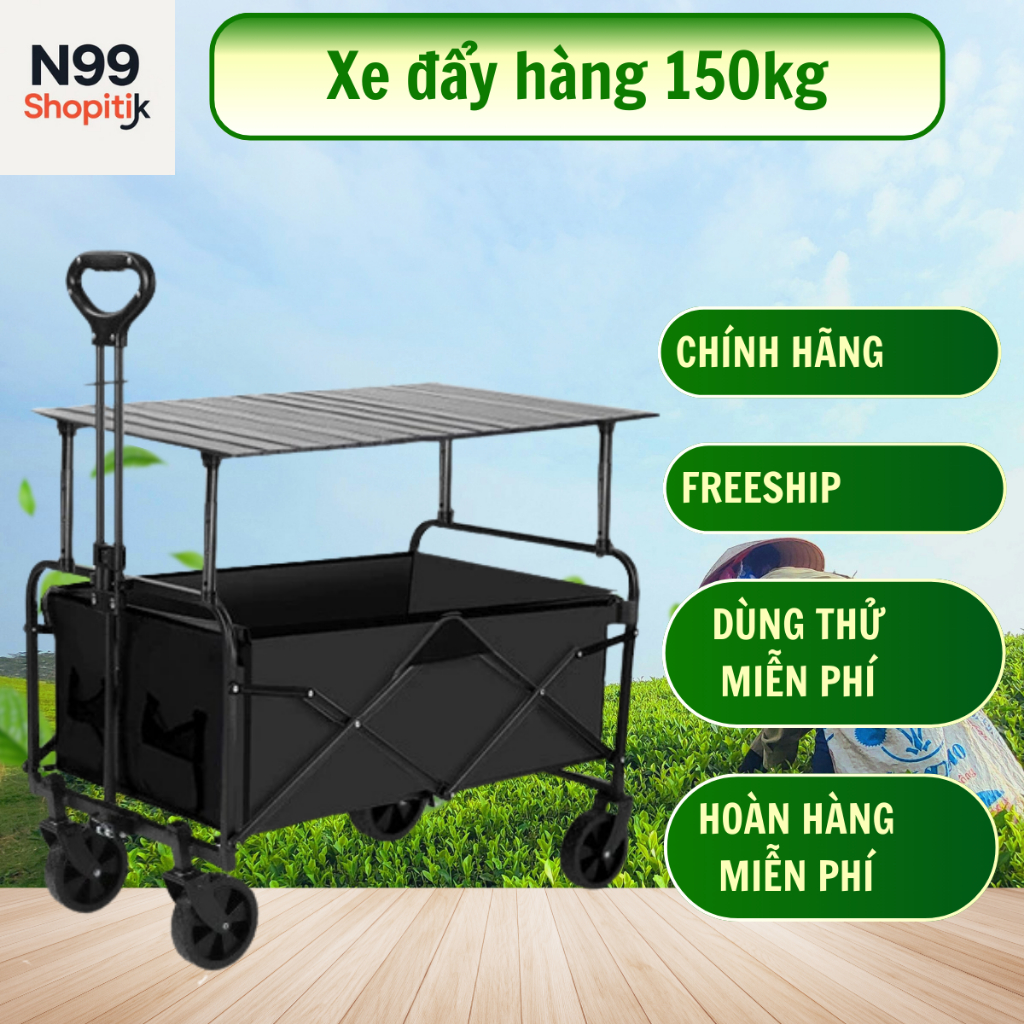 Xe đẩy kéo hàng bánh xe 5cm tải 100–150kg cho chung cư, đi chợ và cắm trại