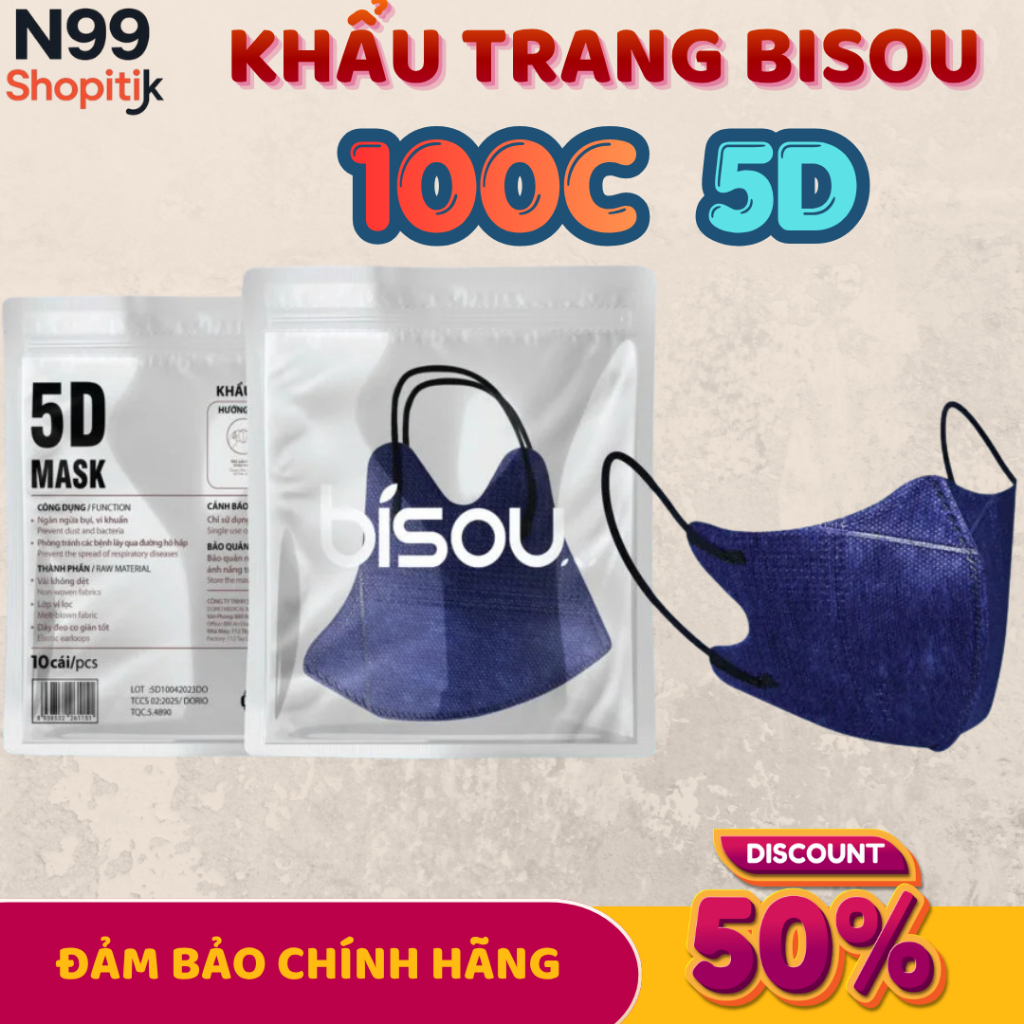 Khẩu trang 5D Bisou dạng túi